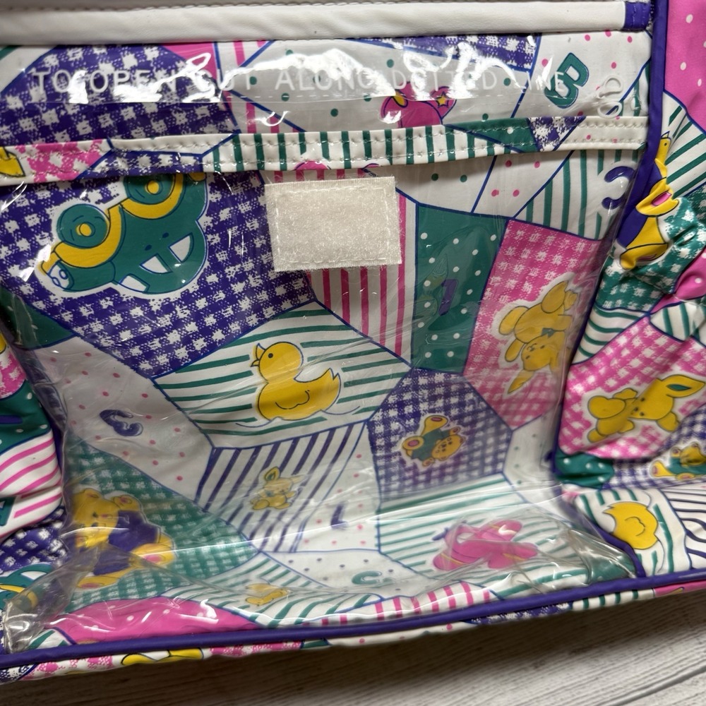 Vintage 90's Diaper Bag Babies Alley Purple Pink Patchwork With Changing Pad - Picture 6 of 12